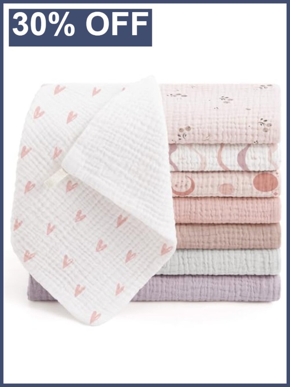 100% Cotton Muslin Burp Cloths Ultra-Absorbent Baby Face Towel Newborn